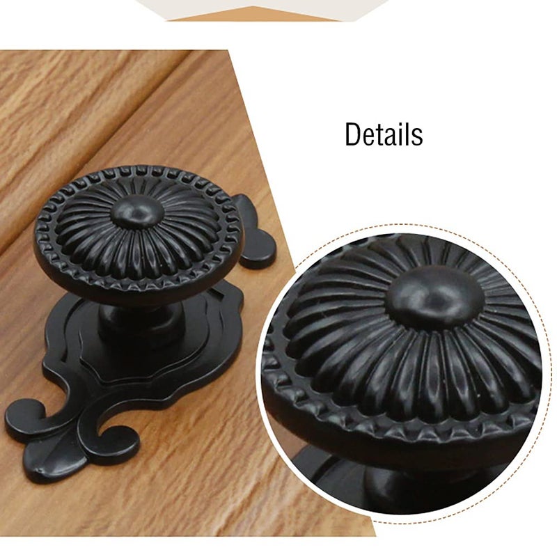 CSKB Black Antique Vintage Retro Drawer Cabinet Metal Knobs with Backplates 12 PCS,Mushroom Shape Pulls Handle Dresser Knob - Image 2